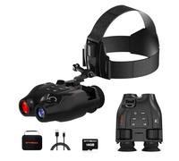 Jumelle Vision Nocturne, montées sur la tête, Observation jusqu'à 300m, Zoom Numérique 5X, 1080P Vidéo, avec Carte TF 16 Go, pour la Chasse Le Camping, Exploration Navigation