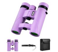 Jumelles compactes de poche étanches pour enfants 10 x 25 pour observation des oiseaux, voyage, observation des étoiles, sports de plein air, violet