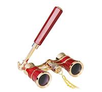 Jumelles de Lunettes d'opéra 3X25 for Adultes, Lorgnette de théâtre compacte avec poignée en chaîne, Jumelles de Concert Vintage for Une Vue Claire(Red)