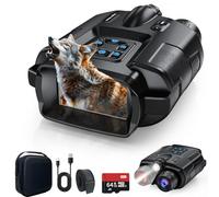 Jumelles de Vision Nocturne 4K, Zoom numérique 8X, Batterie 5000 mAh Rechargeable, portée visuelle 600 m, écran TFT UHD de 3", étanche IP65, pour la Chasse, Le Camping avec Carte TF de 64GB