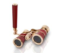 Jumelles d'Opéra 3X25, Prisme BAK-7, Mise au Point Centrale, Jumelles de Théâtre Compactes avec Poignée pour Adultes et Enfants, Concert et Opéra, Rouge-Marron