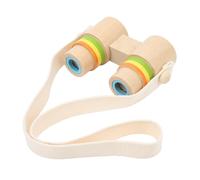 Jumelles en bois pour enfants avec lentille claire et dragonne, dimensions 12x4x7 cm