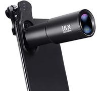 Jumelles Haute Puissance, Objectif d'appareil Photo de téléphone Portable, téléobjectif Zoom 18X, Compatible avec Objectif de Smartphone, télescope monoculaire, Noir pour intérieur/extérieur