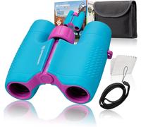 Jumelles Junior Pour Enfants 6 X 21 Avec Corps Robuste En Caoutchouc Et Mise Au Point Centrale Avec Étui De Ceinture Et Dragonne Bleu/Violet[Z421]