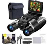 Jumelles numériques LCD de 2,4" avec caméra pour adultes, 48 MP 2,5 K 12 x 32 pour l'observation des oiseaux, la chasse, les concerts et les jeux de sport 32 G