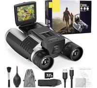 Jumelles pour Adultes, 6,1 cm 48 MP, Images 2,5K, caméra vidéo Optique 12x, Zoom numérique 8X, Jumelles pour l'observation des Oiseaux, la Chasse, Les Aventures en Plein air