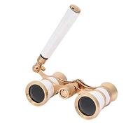 Jumelles pour opéra, 3 x 25 à mise au point centrale - Lunettes de théâtre avec prisme BAK-7 et poignée pour adultes, enfants, femmes en concert, théâtre, opéra (blanc/doré)