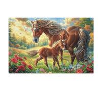Jument et Son Poulain 1000 Pieces Casse-tête Adolescent en Carton Rigide Difficulté Moyenne Activité ÉduChative Cadeau Fête des Mères Haute Qualité Premium 1000 PCS/75x50cm