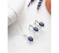 Jumeon, NRZ999194, Ensemble collier et boucles d'oreilles en argent, 50, White Bleu