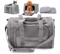 JUMI Boîte de Transport pour Chien et Chat - Sac de Transport Pliable pour Chats - Accessoires pour Chats - Sac de Voyage - Sac de Transport avec Sangle réglable - Grille d'aération - Gris