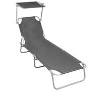 JUMI Chaise longue pliante avec baldaquin - Lit de camping multiposition jusqu'à 120 kg - Chaise longue pliable pour balcon - Chaise longue de jardin pratique résistante aux intempéries - Cadre en