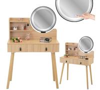 JUMI Coiffeuse scandinave avec miroir LED Scandi