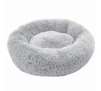 JUMI Lit Rond en Peluche pour Chat - Gris - 60 x 60 cm - Lit Douillet et Doux pour Chats et Chiens