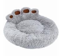 JUMI Lit Rond pour Animal de Compagnie - Gris avec Motif Pattes - 60 x 60 cm - Lit Douillet pour Chat et Chien