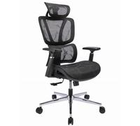 JUMI NEOVA Chaise de bureau ergonomique - 63 x 125 x 70 cm - Avec accoudoirs - Chaise de bureau pratique pour adultes et enfants - En plastique - Noir