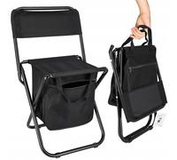 JUMI Tabouret de pêche - Sac à dos avec sac - 35 x 35 x 58 cm - Tabouret de camping robuste - Chaise de pêche pratique - Chaise de camping pliable - Capacité de charge jusqu'à 90 kg - Noir