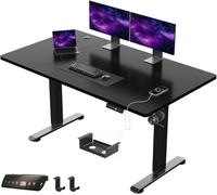 JUMMCIO Bureau électrique réglable en hauteur 140 x 70 cm, stable, avec plateau en quatre parties, fonction mémoire, pour bureau, sur pied, noir