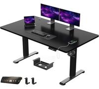 JUMMCIO Bureau électrique réglable en hauteur 160 x 80 cm, stable, avec plateau en quatre parties, fonction mémoire, pour bureau, sur pied, noir
