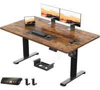 JUMMCIO Bureau électrique réglable en hauteur 160 x 80 cm, stable, avec plateau en quatre parties, fonction mémoire, pour bureau, debout pour bureau, marron