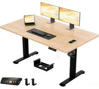 JUMMCIO - Bureau électrique robuste réglable en hauteur avec plateau en quatre parties - Avec fonction mémoire - Pour bureau - Beige et noir - 160 x 80 cm