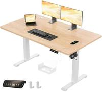 JUMMCIO Bureau réglable en hauteur, 140 x 70 cm, électrique avec plateau en quatre parties, bureau d'ordinateur avec fonction mémoire, bureau debout pour bureau, beige
