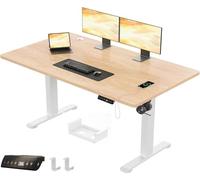 JUMMCIO Bureau réglable en hauteur, 160 x 80 cm, électrique avec plateau en quatre parties, bureau d'ordinateur avec fonction mémoire, bureau debout pour bureau, beige