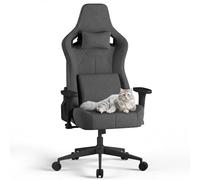 JUMMCIO Chaise de Gaming en Tissu avec siège de Course, Chaise de Bureau Confortable, Ergonomique, réglable en Hauteur 3D, Fonction inclinable (90 °-135 °), Charge maximale 200 kg, Gris