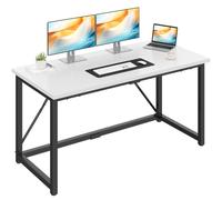 JUMMICO Bureau 140 x 50 x 75 cm, Petite Table d'ordinateur pour Salle de Travail, la Maison, Poste de Travail à Domicile, Cadre Robuste, Blanc
