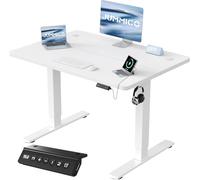 JUMMICO Bureau Assis Debout 100×60 cm, Rappel Posture, 2 Mémoires, Blanc