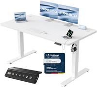 JUMMICO Bureau Assis Debout 140×60 cm, Rappel Posture, 2 Mémoires, Blanc | Rappel Posture, Bureau Ordinateur Réglable en Hauteur, Anti-Collision, Charge 70 kg, Rangement Câbles, Hauteur 72-118 cm