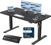 JUMMICO Bureau Assis Debout 140×60 cm, Rappel Posture, 2 Mémoires, Noir
