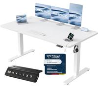 JUMMICO Bureau Assis Debout 160×70 cm, Rappel Posture, 2 Mémoires, Blanc