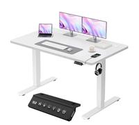 JUMMICO Bureau Assis-Debout Électrique 120x60cm, USB & 2 Mémoires, Blanc | Moteur Silencieux, Surface Anti-Rayures, Structure Métal Stable. Idéal pour Télétravail & Gaming, Hauteur 72-116 cm
