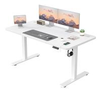 JUMMICO Bureau Assis Debout Électrique 140×60 cm, Bureau Électrique avec Chargeur USB, Bureau Réglable en Hauteur