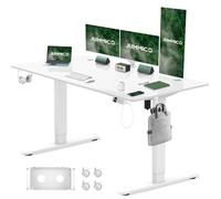 JUMMICO Bureau Assis Debout Électrique 160×80cm, Bureau Électrique avec Chargeur Type-C Organiseur de Câbles et 3 Positions Mémorisables Réglable en Hauteur pour Bureau, Télétravail, Blanc