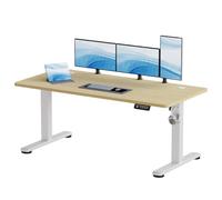 JUMMICO Bureau Assis-Debout Électrique 160x60 cm, Grand Poste de Travail Ergonomique avec Hauteur Réglable et 2 Mémoires, Bureau Informatique Silencieux et Stable avec Passe-Câble et Crochet, Beige