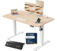 JUMMICO Bureau Assis Debout Électrique avec USB, 120 x 60 cm, Bureau Ordinateur Réglable en Hauteur avec Mémoire, Standing Desk Ergonomique pour Bureau et Télétravail, Beige