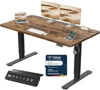 JUMMICO Bureau Assis Debout Électrique avec USB, 140 x 60 cm, Bureau Ordinateur Réglable en Hauteur avec Mémoire, Standing Desk Ergonomique pour Bureau et Télétravail, Marron