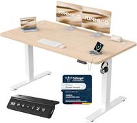 JUMMICO Bureau Assis Debout Électrique avec USB, 140 x 60 cm, Bureau Ordinateur Réglable en Hauteur avec Mémoire, Standing Desk Ergonomique pour Bureau et Télétravail, Beige