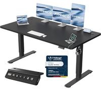 JUMMICO Bureau Assis Debout Électrique avec USB, 160 x 70 cm, Bureau Ordinateur Réglable en Hauteur avec Mémoire, Standing Desk Ergonomique pour Bureau et Télétravail, Negro