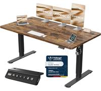 JUMMICO Bureau Assis Debout Électrique avec USB, 160 x 70 cm, Bureau Ordinateur Réglable en Hauteur avec Mémoire, Standing Desk Ergonomique pour Bureau et Télétravail, Marron