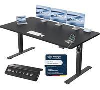 JUMMICO Bureau Assis Debout Électrique avec USB, 180 x 80 cm, Bureau Ordinateur Réglable en Hauteur avec Mémoire, Standing Desk Ergonomique pour Bureau et Télétravail, Negro