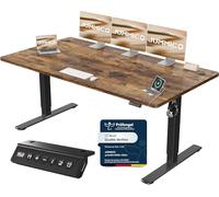 JUMMICO Bureau Assis Debout Électrique avec USB, 180 x 80 cm, Bureau Ordinateur Réglable en Hauteur avec Mémoire, Standing Desk Ergonomique pour Bureau et Télétravail, Marron