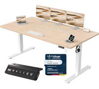 JUMMICO Bureau Assis Debout Électrique avec USB, 180 x 80 cm, Bureau Ordinateur Réglable en Hauteur avec Mémoire, Standing Desk Ergonomique pour Bureau et Télétravail, Beige