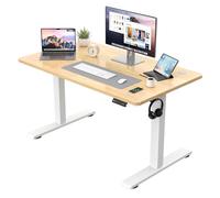 JUMMICO Bureau Assis Debout Plateau de Table d'un Seul Tenant, Électrique en Hauteur, avec Fonction Mémoire, Bureau Réglable en Hauteur pour PC, Bureau Gaming, 110 x 53 cm, Beige