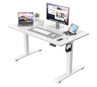 JUMMICO Bureau Assis Debout Plateau de Table d'un Seul Tenant, Électrique en Hauteur, avec Fonction Mémoire, Bureau Réglable en Hauteur pour PC, Bureau Gaming, 110 x 53 cm, Blanc