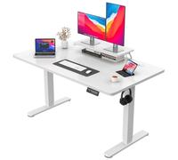 JUMMICO Bureau Bureau Assis Debout électrique avec Panneau de Commande Intelligent Contrôle de la mémoire à 2 Vitesses Système Anti-Collision Gestionnaire de câbles Coin de Table réglable en Hauteur