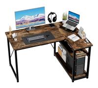 JUMMICO Bureau d'angle en L 120x80 cm pour Ordinateur avec étagères et séparateurs - Compact pour l'étude, Le Travail et Les Jeux, Idéal pour la Chambre à Coucher et Le Bureau - Design Moderne Marron