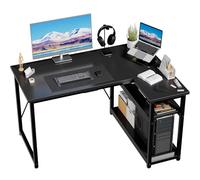 JUMMICO Bureau d'angle en L 120x80 cm pour Ordinateur avec étagères et séparateurs - Compact pour l'étude, Le Travail et Les Jeux, Idéal pour la Chambre à Coucher et Le Bureau - Design Moderne Noir