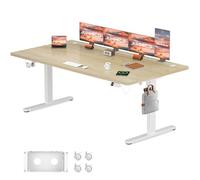 JUMMICO Bureau électrique réglable en Hauteur 200 x 100 cm avec Station de Charge, Bureau d'ordinateur réglable en Hauteur avec Gestion des câbles, Bureau Ergonomique Assis/Debout, Table réglable en